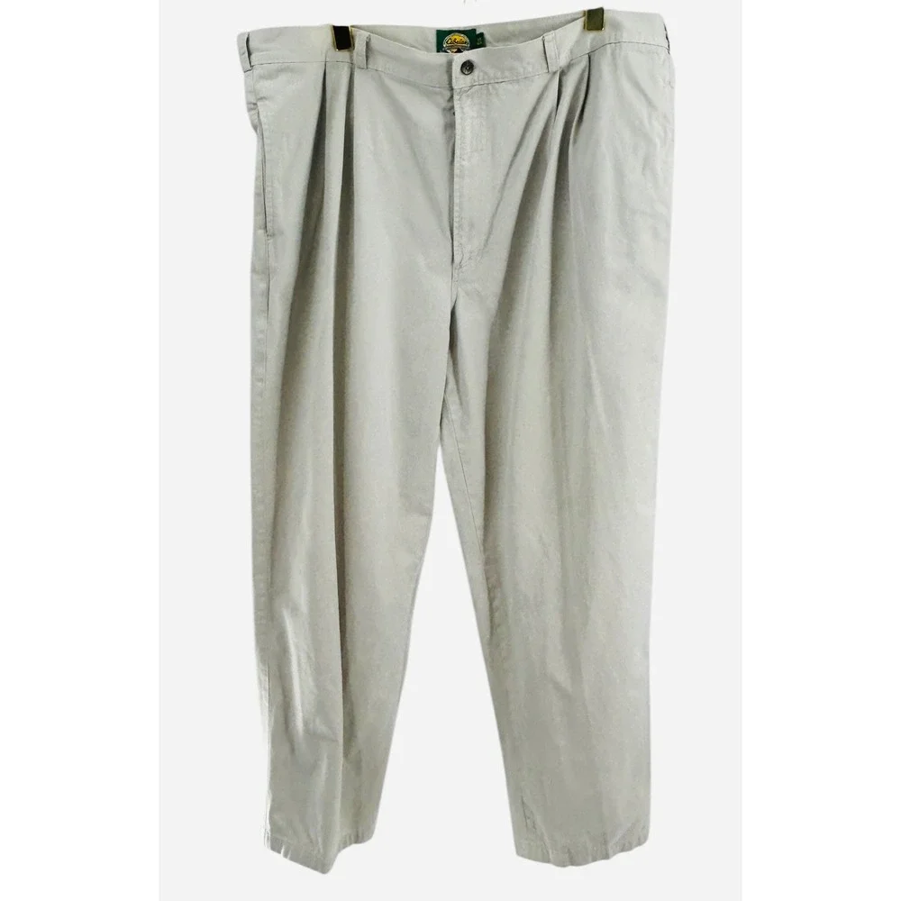 Cabela's Mens 44 Regular Beige Pleated Cotton‎ Outdoor Casual Pants